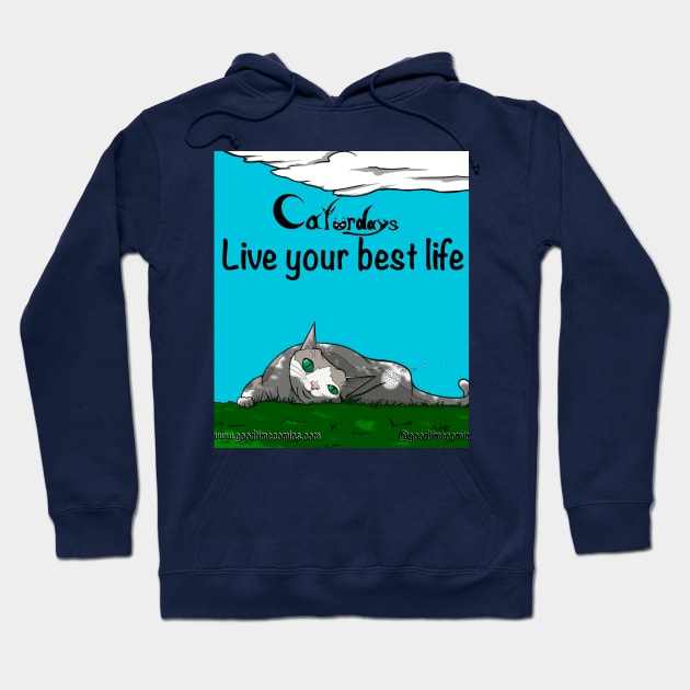 Live your best life caturdays Hoodie by Goodtimecomics